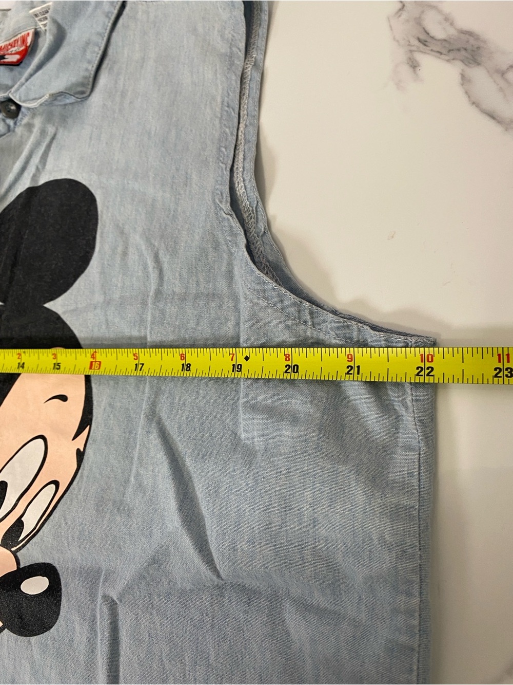 Vintage Disney Mickey Mouse Denim Cotton Sleeveless Button Up Shirt XL Y2K - Picture 6 of 8